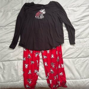 Women’s Black and Red Pajamas with Bulldog Print